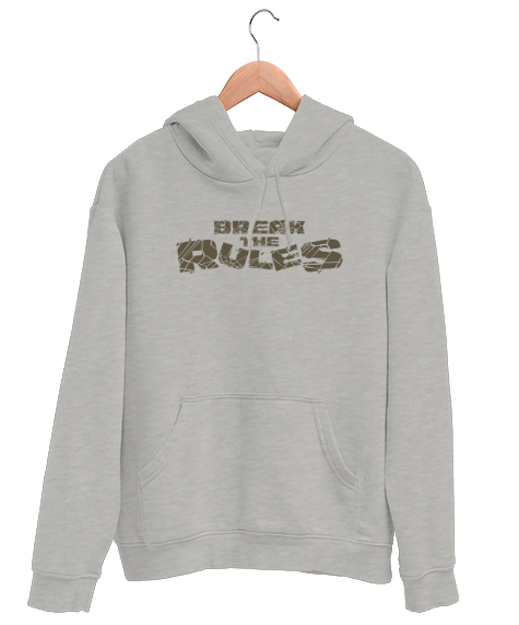 Tisho - Yık Kuralları - Break Rules Gri Unisex Kapşonlu Sweatshirt