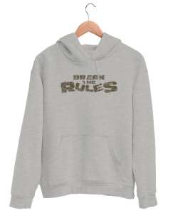 Yık Kuralları - Break Rules Gri Unisex Kapşonlu Sweatshirt