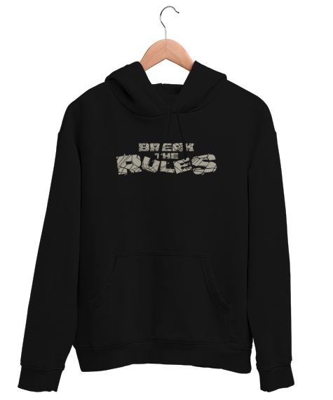 Tisho - Yık Kuralları - Break Rules Siyah Unisex Kapşonlu Sweatshirt