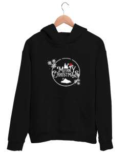 yılbaşı temalı Siyah Unisex Kapşonlu Sweatshirt