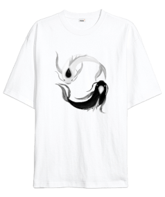 Yin Yang Coi Fish Couple Oversize Unisex Tişört