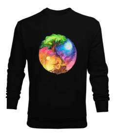 Yin Yang Hayat Ağacı Tasarım Baskılı Erkek Sweatshirt