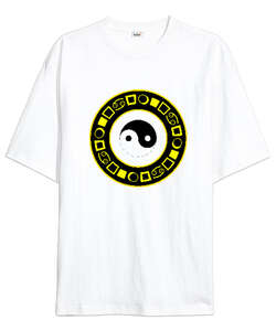 Ying Yang Blu Beyaz Oversize Unisex Tişört