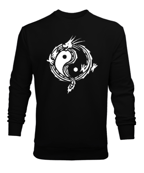 Ying Yang Dragon Siyah Erkek Sweatshirt