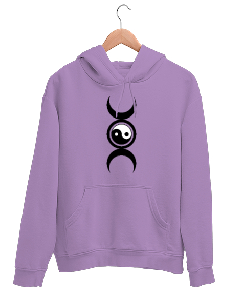 Tisho - Ying Yang - Hilal Ay Lila Unisex Kapşonlu Sweatshirt