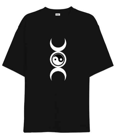 Tisho - Ying Yang - Hilal Ay Siyah Oversize Unisex Tişört