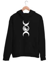 Ying Yang - Hilal Ay Siyah Unisex Kapşonlu Sweatshirt - Thumbnail