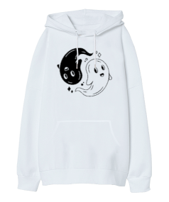 Ying Yang Oversize Unisex Kapüşonlu Sweatshirt