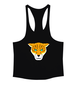 Yırtıcı mavi gözlü puma fitness motivasyon Erkek Tank Top Atlet