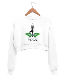 Yoga Blauart Beyaz Kadın Crop Sweatshirt