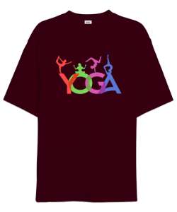 Yoga Çakra Om Meditasyon Blu V4 Bordo Oversize Unisex Tişört