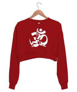 Yoga Çakra Om Meditasyon Blu V5 Kırmızı Kadın Crop Sweatshirt