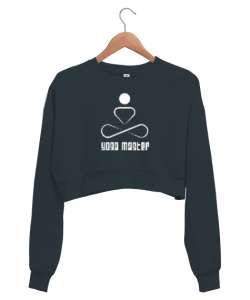 Yoga Master - Yoga Ustası - Çakra Om Meditasyon Füme Kadın Crop Sweatshirt