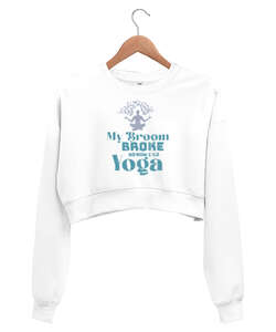 Yoga - Meditasyon Blu V2 Beyaz Kadın Crop Sweatshirt