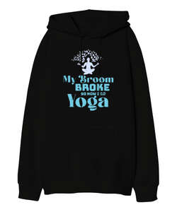 Yoga - Meditasyon Blu V2 Siyah Oversize Unisex Kapüşonlu Sweatshirt