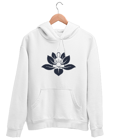 Tisho - Yoga Meditasyon çakra om Beyaz Unisex Kapşonlu Sweatshirt