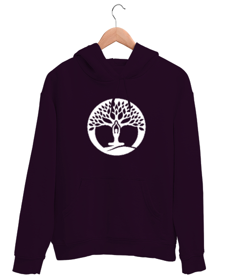 Tisho - Yoga Meditasyon çakra om Koyu Mor Unisex Kapşonlu Sweatshirt