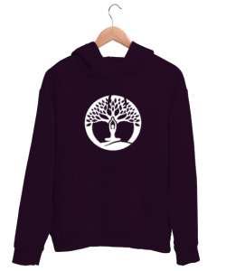 Yoga Meditasyon çakra om Koyu Mor Unisex Kapşonlu Sweatshirt