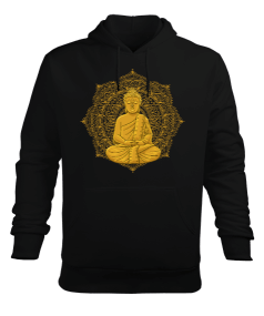 YOGA - MEDİTASYON Golden Buddha Erkek Kapüşonlu Hoodie Sweatshirt