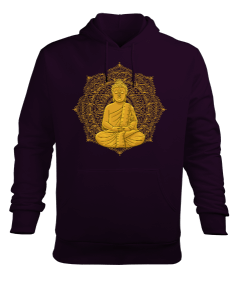 YOGA - MEDİTASYON Golden Buddha Erkek Kapüşonlu Hoodie Sweatshirt