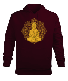 YOGA - MEDİTASYON Golden Buddha Erkek Kapüşonlu Hoodie Sweatshirt