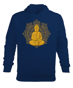 YOGA - MEDİTASYON Golden Buddha Erkek Kapüşonlu Hoodie Sweatshirt