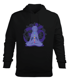 YOGA - MEDİTASYON Lotus Çakra Om Erkek Kapüşonlu Hoodie Sweatshirt