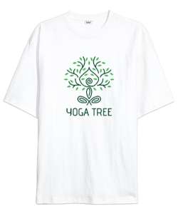 Yoga Tree - Yoga Ağacı - Çakra - Meditasyon Beyaz Oversize Unisex Tişört