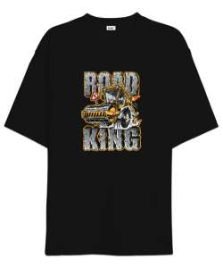 Yolların Kralı - Road King Siyah Oversize Unisex Tişört