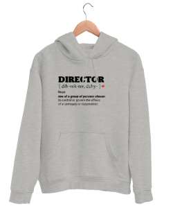 Yönetici - Direktör Gri Unisex Kapşonlu Sweatshirt