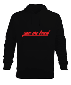 You Are Loved-Siyah Tişört Erkek Kapüşonlu Hoodie Sweatshirt