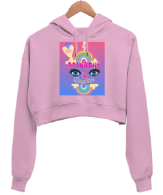 you are my rainbow and Kadın Crop Hoodie Kapüşonlu Sweatshirt