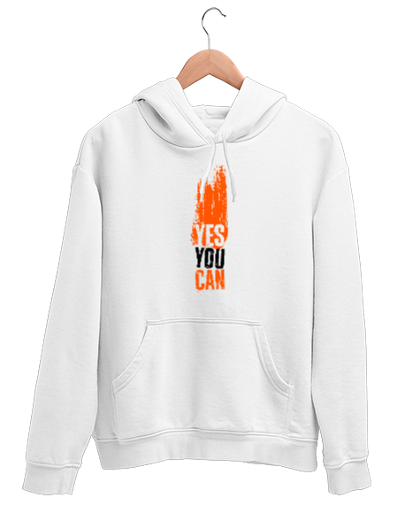 Tisho - You Can - Evet Yapabilirsin Beyaz Unisex Kapşonlu Sweatshirt