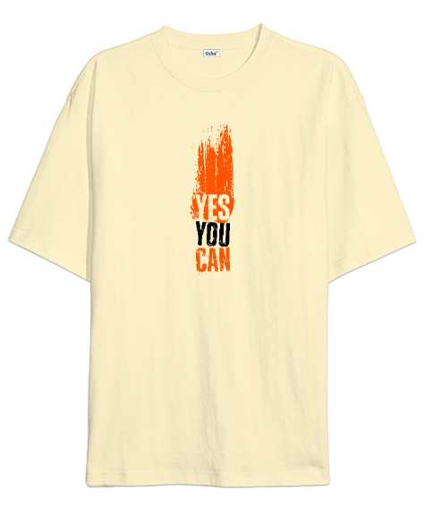 Tisho - You Can - Evet Yapabilirsin Krem Oversize Unisex Tişört