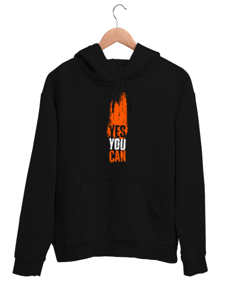 Tisho - You Can - Evet Yapabilirsin Siyah Unisex Kapşonlu Sweatshirt