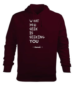 YOU Rumi Bordo TiNCiR Erkek Kapüşonlu Hoodie Sweatshirt