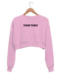 Your Turn Pembe Kadın Crop Sweatshirt