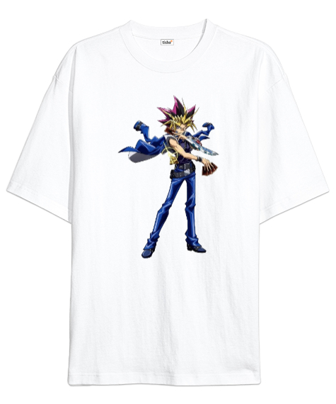 Tisho - YU-Gİ-OH Beyaz Oversize Unisex Tişört