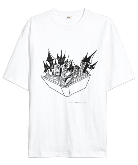 Tisho - YU - Gİ - OH Büyü Kitabı Beyaz Oversize Unisex Tişört