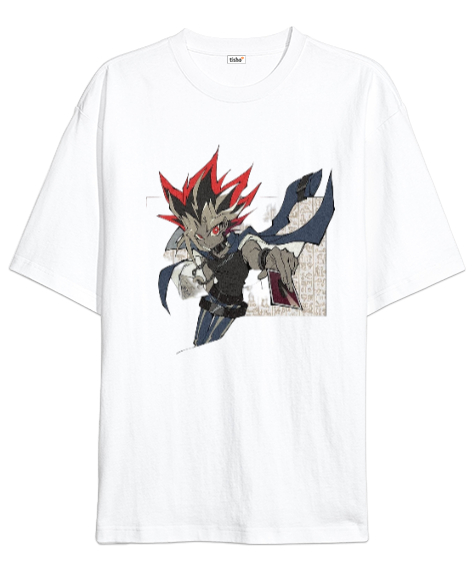 Tisho - YU- Gİ -OH Duel Beyaz Oversize Unisex Tişört