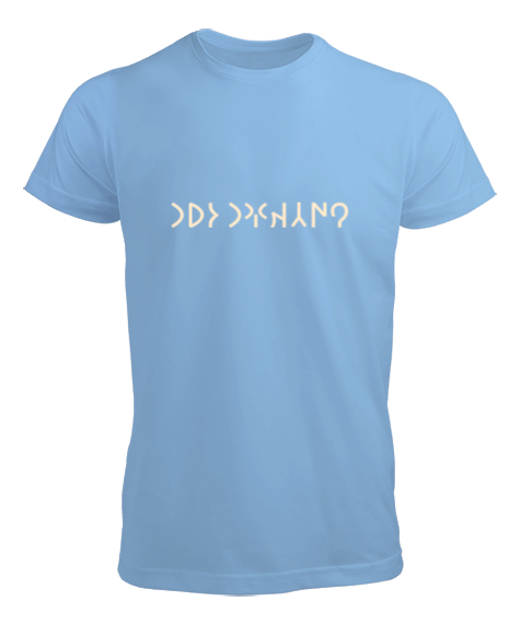 Tisho - Yüce Kağan Uyan yazılı Göktürk dilinde Buz Mavisi Erkek Tişört