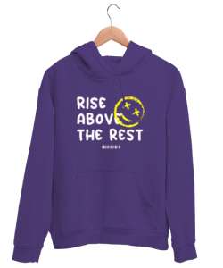 Yukarı Çık - Rise Above - Yüz İfadesi Mor Unisex Kapşonlu Sweatshirt