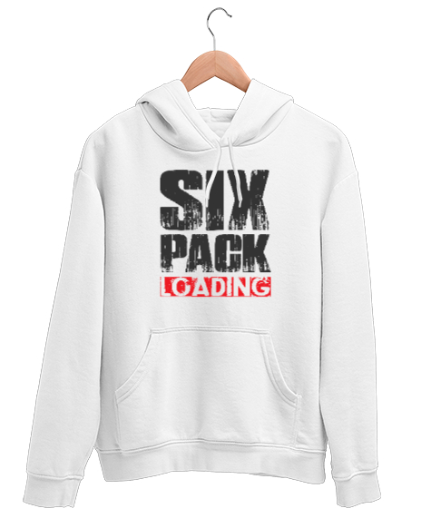 Tisho - Yükleme - Six Pack Loading Beyaz Unisex Kapşonlu Sweatshirt