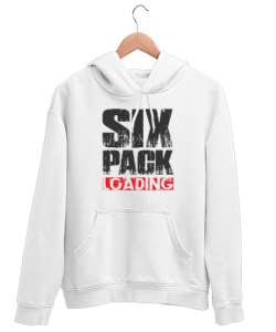 Yükleme - Six Pack Loading Beyaz Unisex Kapşonlu Sweatshirt