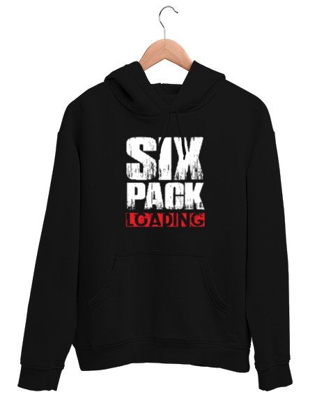 Tisho - Yükleme - Six Pack Loading Siyah Unisex Kapşonlu Sweatshirt