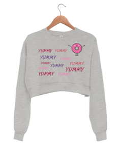 Yummy Baskılı Kadın Crop Sweatshirt Kadın Crop Sweatshirt