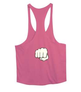 Yumruk Güç ve Dayanıklılık göstergesi Pembe Erkek Tank Top Atlet