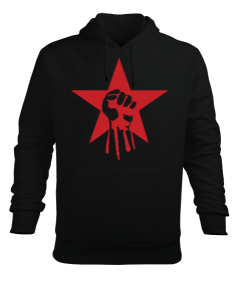 Yumruk kızıl yıldız - OneArtTasarım Erkek Kapüşonlu Hoodie Sweatshirt