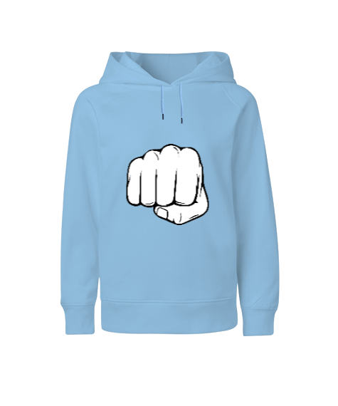 yumruk tasarım Buz Mavisi Çocuk Unisex Hoodie Kapüşonlu