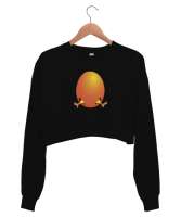 Yumurtadaki Civciv - Yavru Siyah Kadın Crop Sweatshirt - Thumbnail